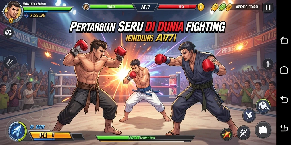 Tangkapan layar utama dari gameplay API77 menampilkan aksi pertarungan yang mendebarkan.
