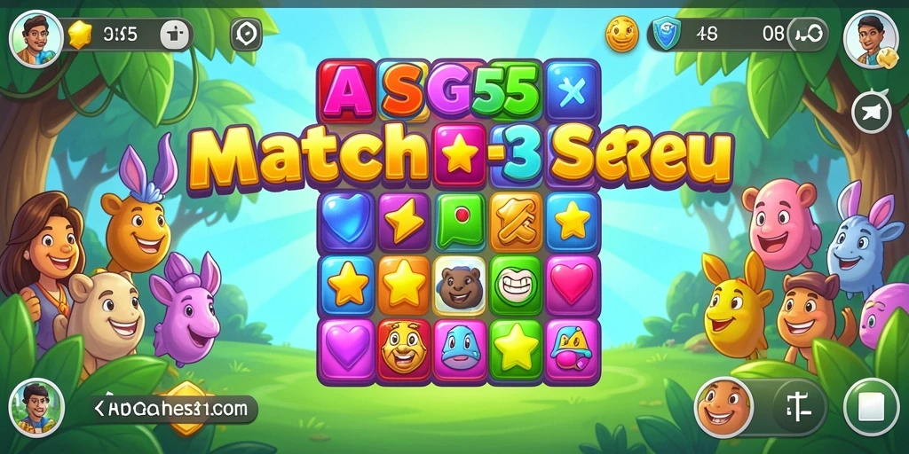 Gambar tampilan gameplay Match-3 ASG55 yang menarik.