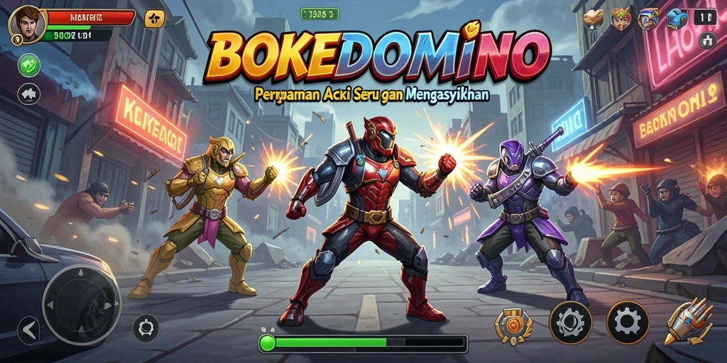 Tampilan screenshot utama BOKEDOMINO selama gameplay aksi yang seru.