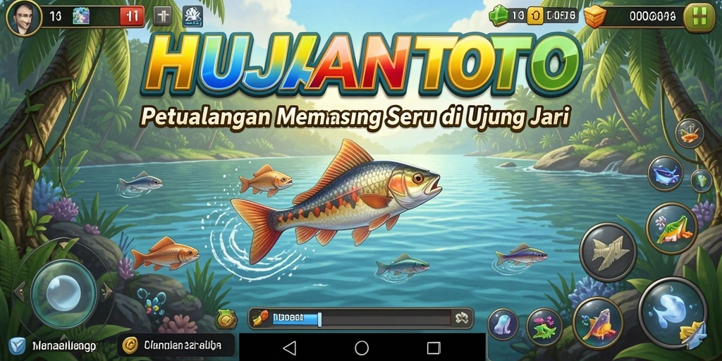 Tampilan menarik dari gameplay HUJANTOTO saat memancing ikan.