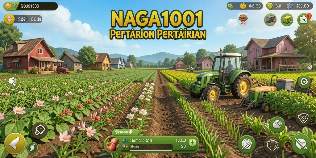 Screenshot gameplay NAGA1001 menunjukkan aktivitas berkebun yang seru.