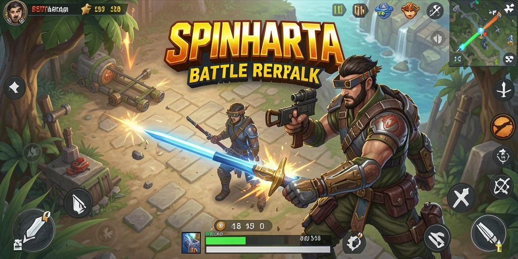Gameplay SPINHARTA menampilkan aksi mendebarkan di medan perang.